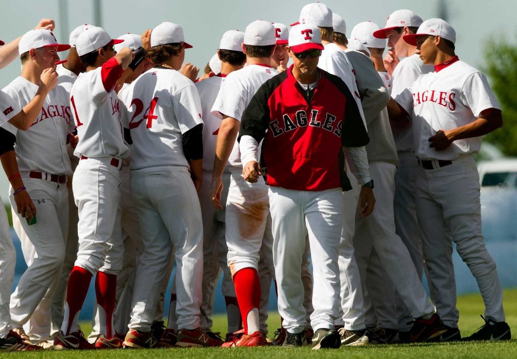 St. Thomas High School baseball coach Craig Biggio walks away from his team's huddle after talking to them during their State Semi-Final baseball game against St. Pius High School, Monday, May 13, 2013, in Waco. St. Thomas lost 5-1 eliminating them from the one loss elimination tournament. (Cody Duty / Houston Chronicle)